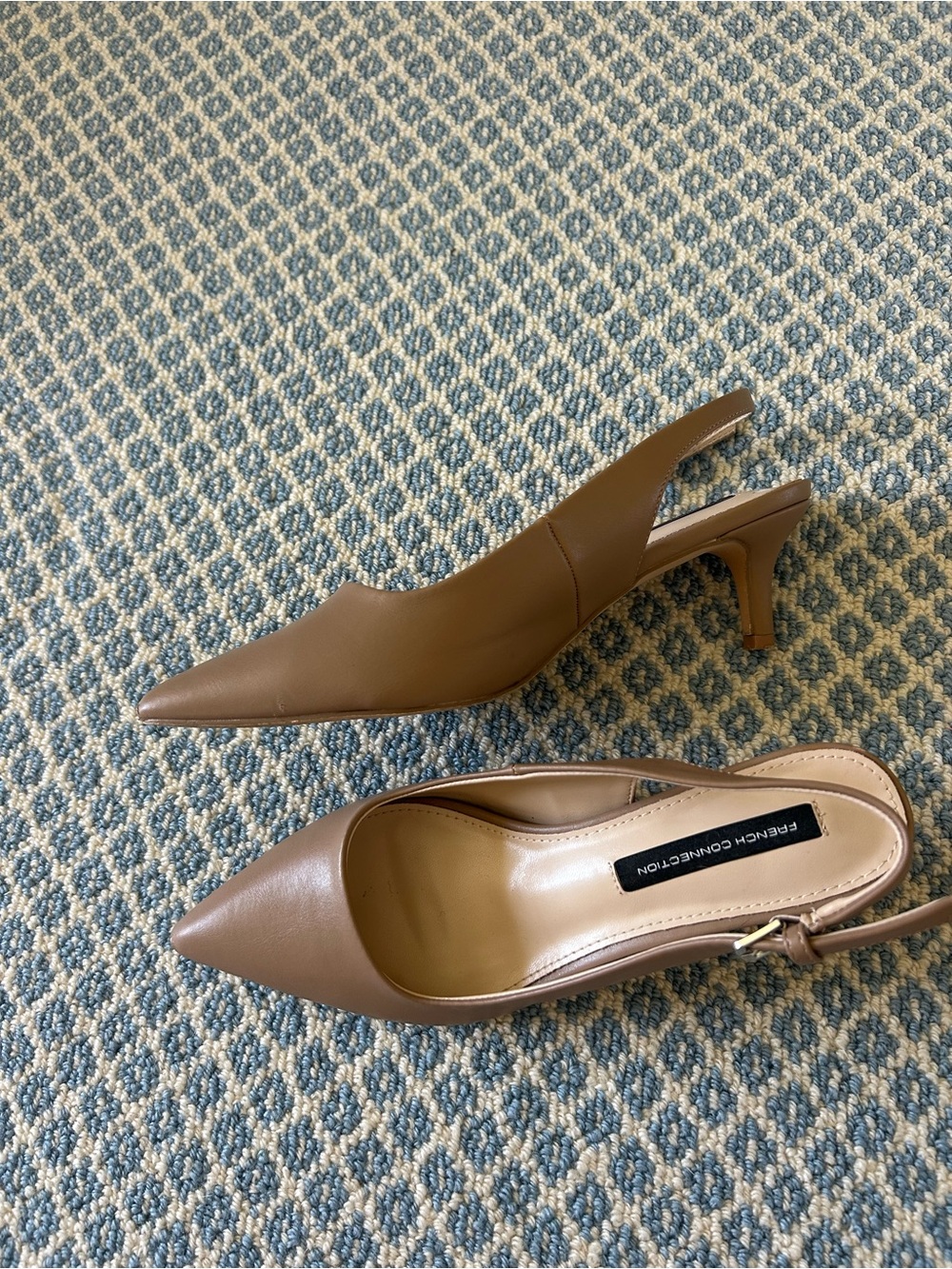 Nude/Taupe Pointed Slingback Heels - Picture 3 of 6